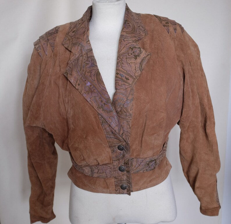 Suede Leather 1980s Brown Jacket Uk Size 10 Image 0