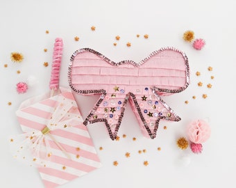 Pink Bow Mini Pinata | Sequin Trim, Star Sequins