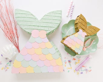 Pastel Rainbow Mermaid Tail Pinata | Glitter Under The Sea Party Decor