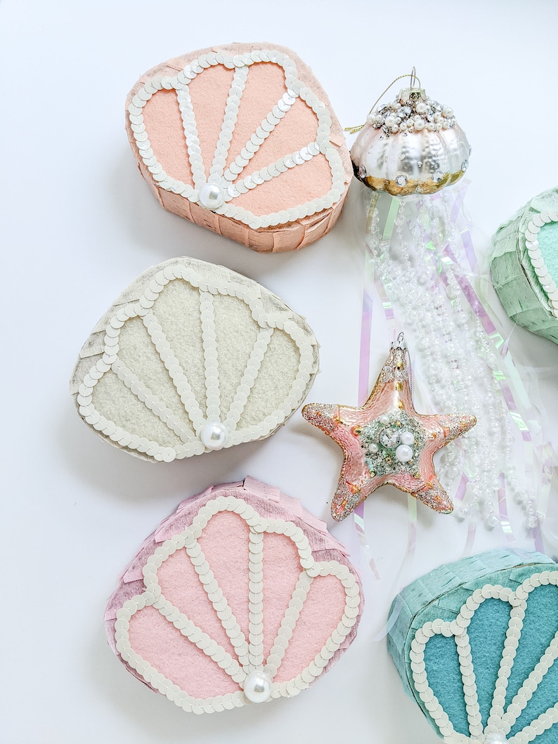 Shell Pinata Pastel Seashell Mini Pinata | Mermaid Party Favor - Etsy