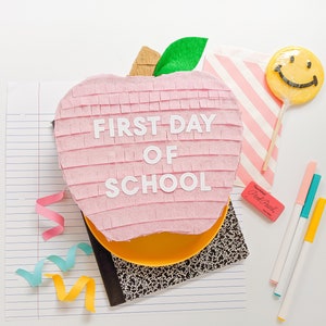 First Day of School pink apple mini pinata | back to school party, teacher appreciation gift, 1st day of school kindergarten, apple decor