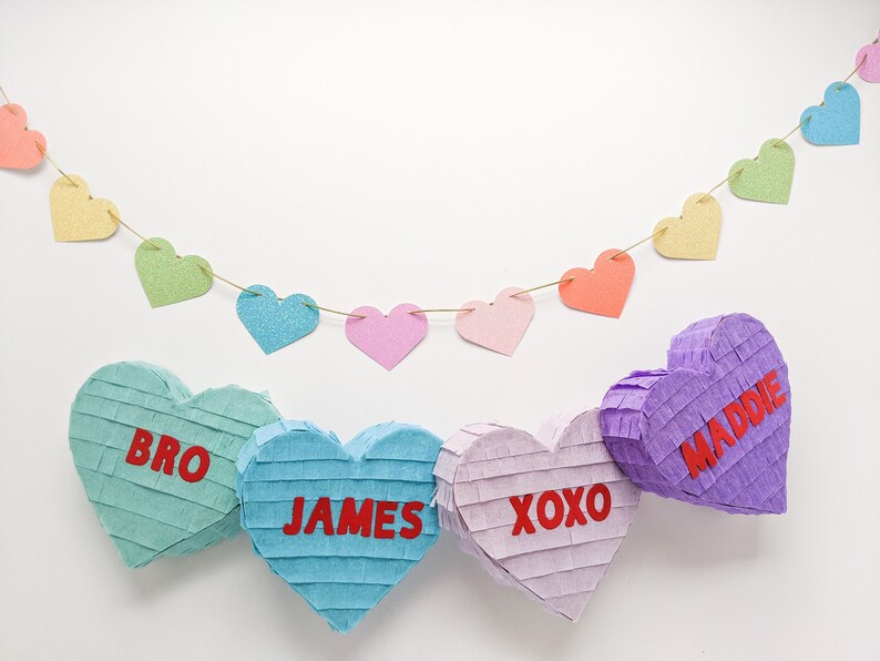Pastel Rainbow Heart Garland Glitter Heart Banner Etsy