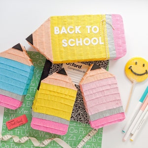 School pencil mini pinata | first day of school gift, back to school party, teacher appreciation gift, classroom decor, number 2 pencil