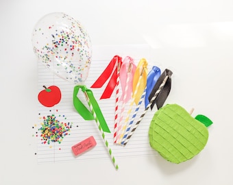 Rainbow Confetti Balloon Wands | Back to School Party Favors, Set of 6
