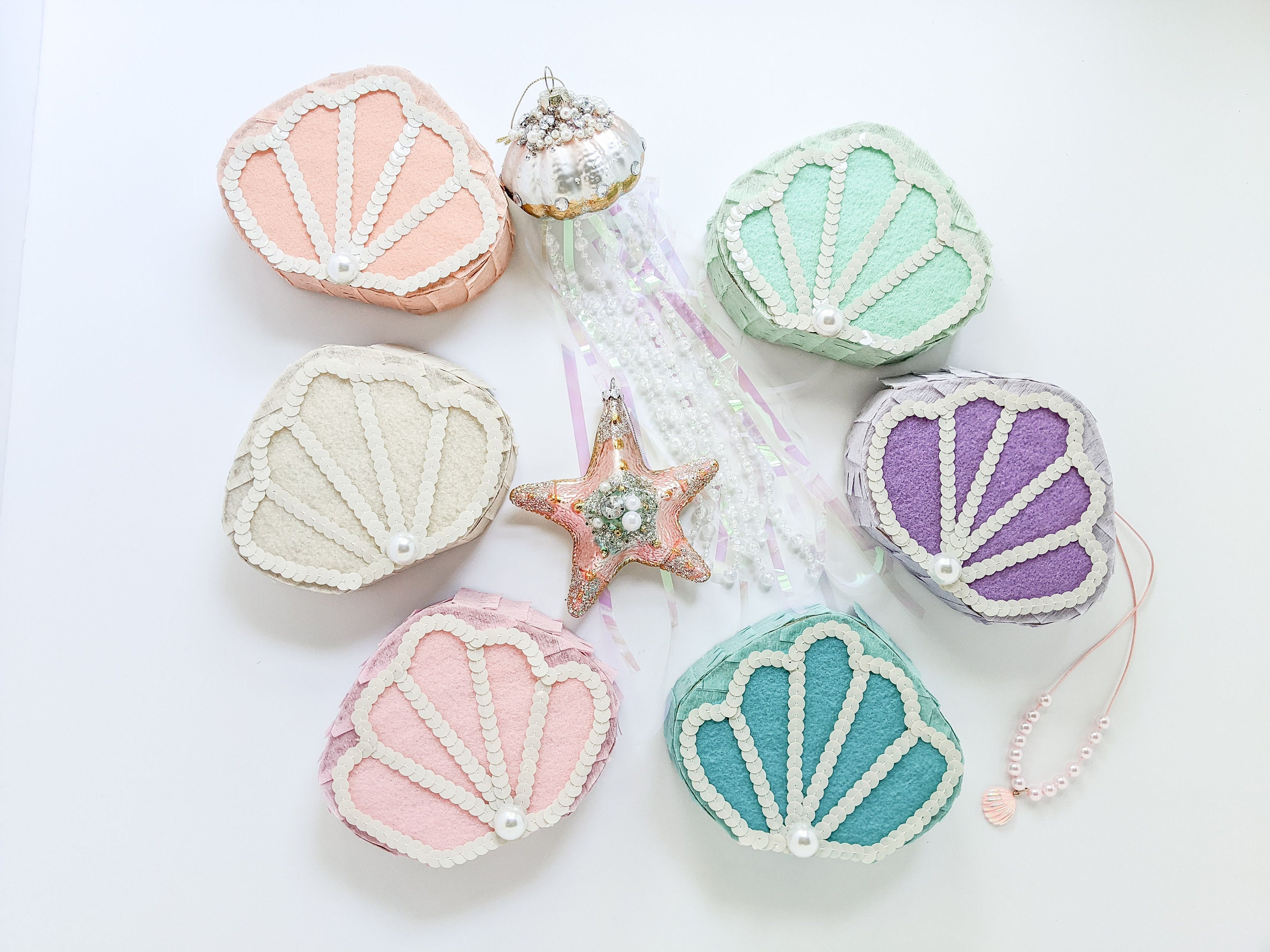 Shell Pinata Pastel Seashell Mini Pinata | Mermaid Party Favor - Etsy