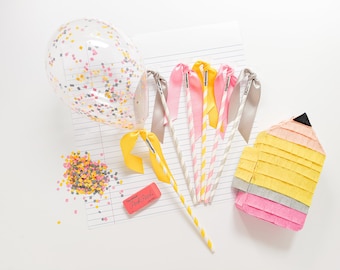 Pencil Confetti Balloon Wands | Back to School Photo Prop (Set of 3)