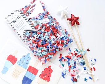 Patriotic Star Confetti | Red, White, and Blue 4th of July Party Decor