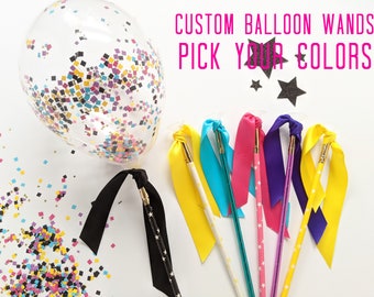 Confetti Balloon Wand Party Favors | Custom Colors, Mini Balloon Stick