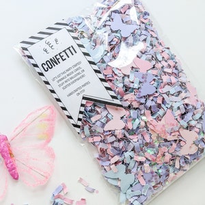 Pastel butterfly confetti with glitter |  pink purple butterfly party confetti, enchanted garden confetti, bag of confetti for party decor