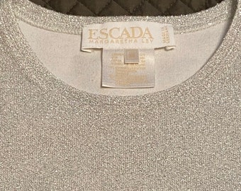 Vintage Escada Metallic Silver Pullover Top: 1980s Designer Shirt
