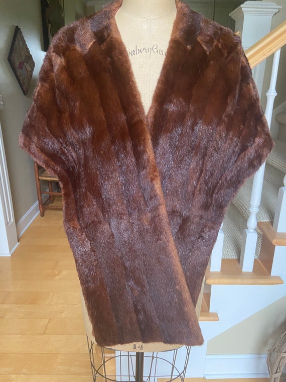 Vintage Mahogany Mink Fur Shawl Stole Wrap Caplet - image 5