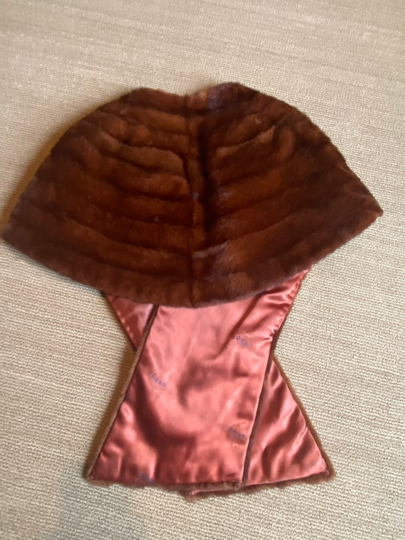 Vintage Mahogany Mink Fur Shawl Stole Wrap Caplet - image 8