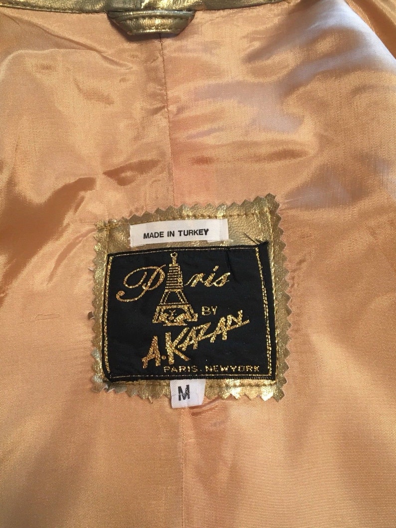Vintage 1980s Coat Jacket Gold Metallic Sheen Lamé Glossy | Etsy