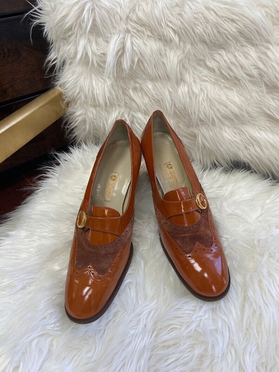 Vintage Gucci Pumps 1970s Suede and Patent Leather