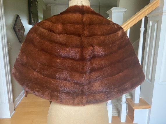 Vintage Mahogany Mink Fur Shawl Stole Wrap Caplet - image 6