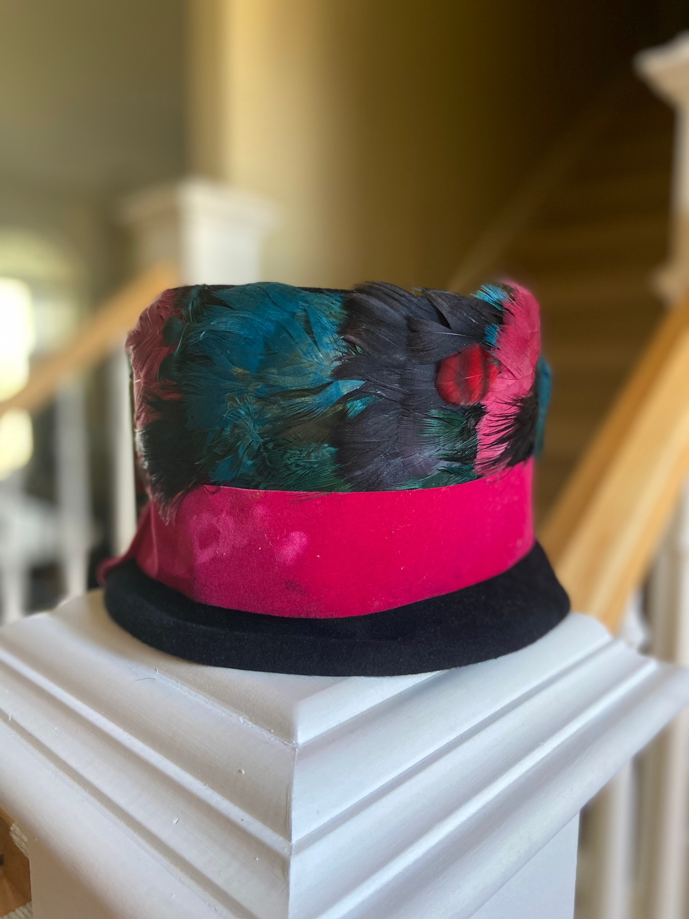 Mr Josephs Original Brown Fedora Felt Coche Hat w Multicolor Feathers New York Joseph New York Hat - Etsy main image 4
