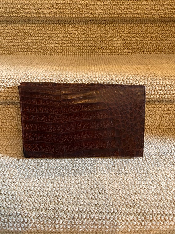 Vintage Alligator Clutch Purse 1940s - image 5