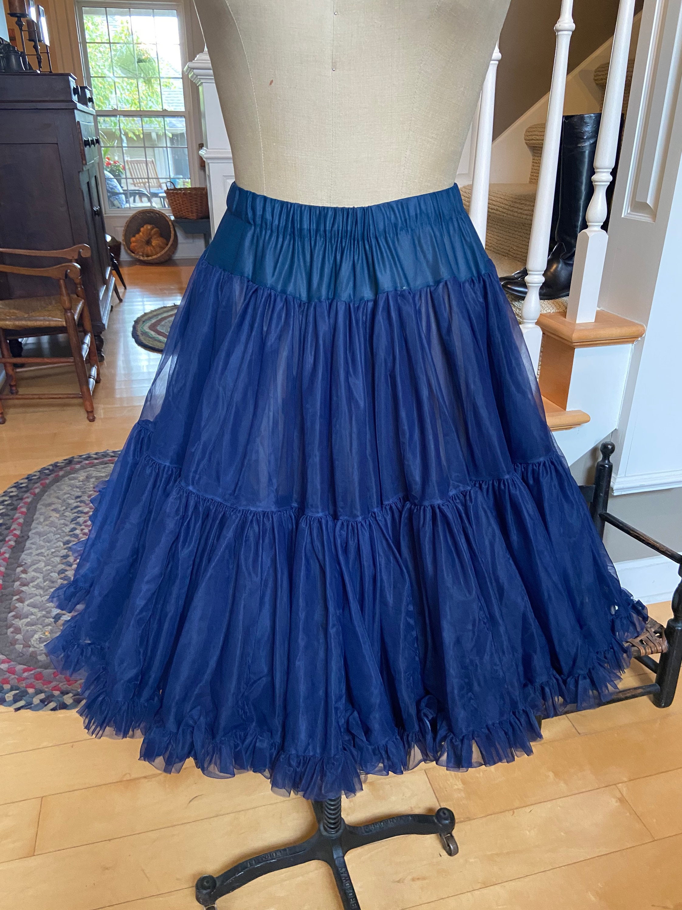 Vintage Petticoat Under Slip Skirt Navy Blue 23 Long Etsy