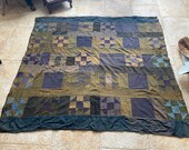Vintage Quilt Top Dark Amish Colors Unfinished Flaws 65 quot X 68 quot