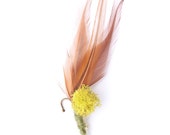 Green Moss and Copper Feather Fly Fishing Boutonniere