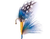 Mustard Yellow and Sapphire Blue Fly Fishing Lure Boutonniere