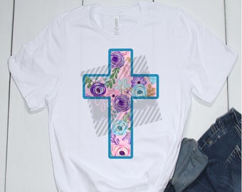 Blumenkreuz PNG: Sublimationsdesign (Digitaler Download)