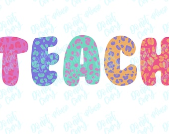 Leopard Teach PNG : design par sublimation pour enseignant (téléchargement numérique)