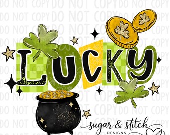 Conception numérique de typographie de mot de la Saint-Patrick PNG porte-bonheur