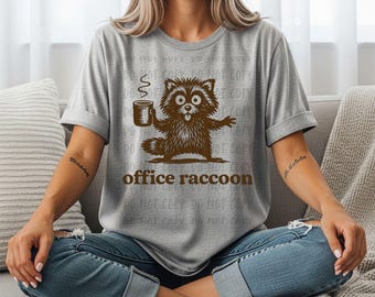 Funny Office Raccoon PNG – Clipart sur le lieu de travail, tasses et designs de chemise (téléchargement numérique)
