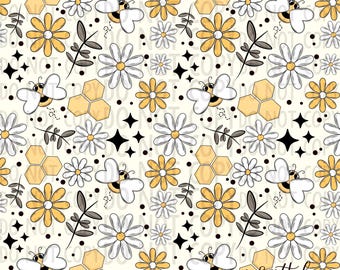 Paquet de papier numérique abeille jaune nid d'abeille floral scrapbooking
