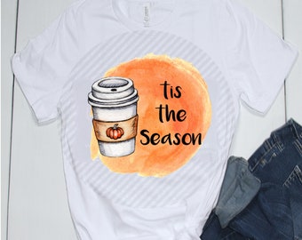 Pumpkin Spice Season Design: Coffee Cup PNG, PDF (Digital Download)