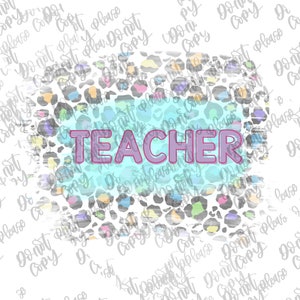 Teacher leopard png, digital file, sublimation