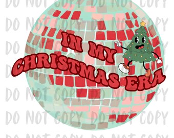 Sapin de Noël boule disco rétro PNG : À l'époque de Noël (téléchargement numérique)