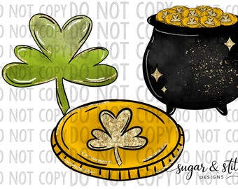 St Patricks Day Clipart PNG Ensemble irlandais trèfle trèfle