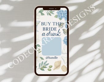 Compra una bebida para la novia Código QR Venmo Historia de Instagram Despedida de soltera en la playa Fiesta de fin de semana