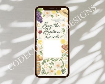 Compra una bebida para la novia Código QR Venmo Historia de Instagram Viñedo Despedida de soltera Fin de semana nupcial Fiesta en Italia