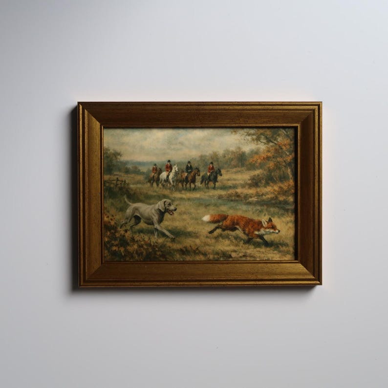 Vintage Inspired Fox Hunting Art Print 5x7: Equestrian Horse ...