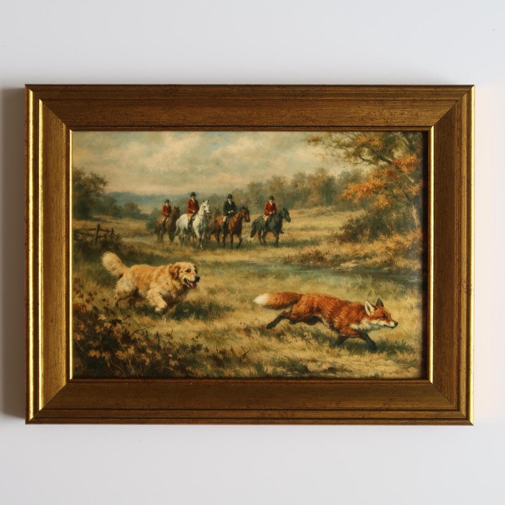 Vintage Inspired Fox Hunting Art Print 5x7: Equestrian Horse & Golden ...