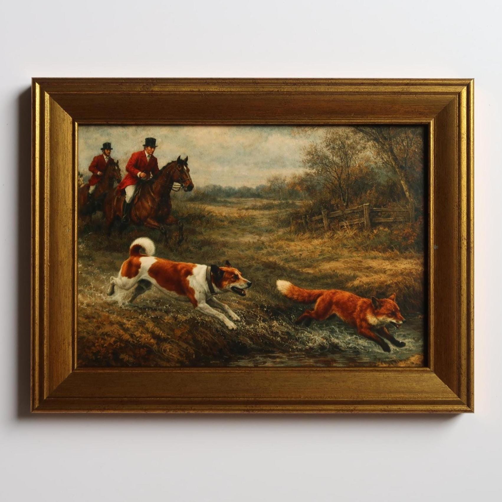 Vintage Inspired Fox Hunting Art Print 5x7: Equestrian Horse
