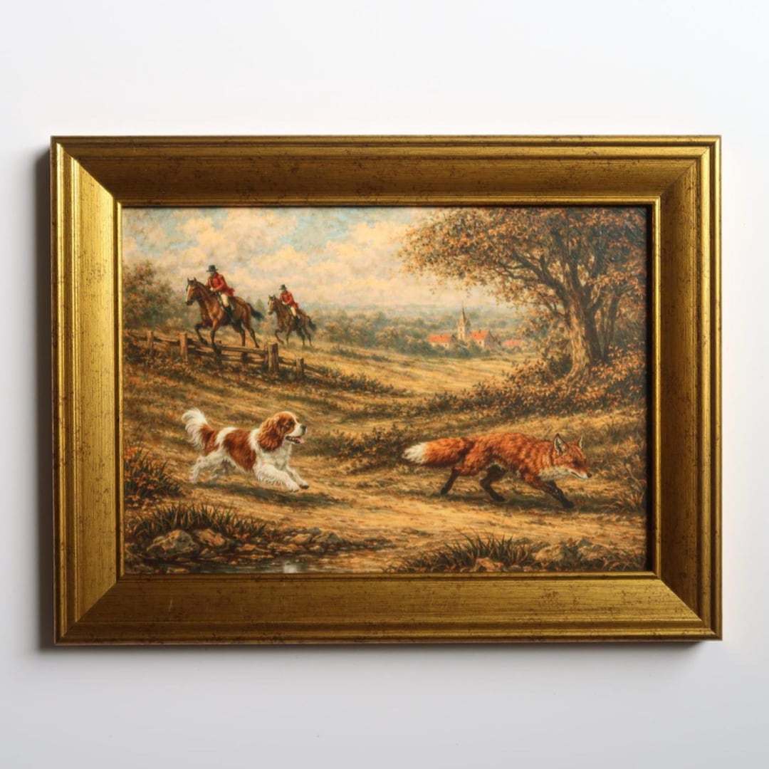 Vintage Inspired Fox Hunting Art Print 5x7: Equestrian Horse & Cavalier ...