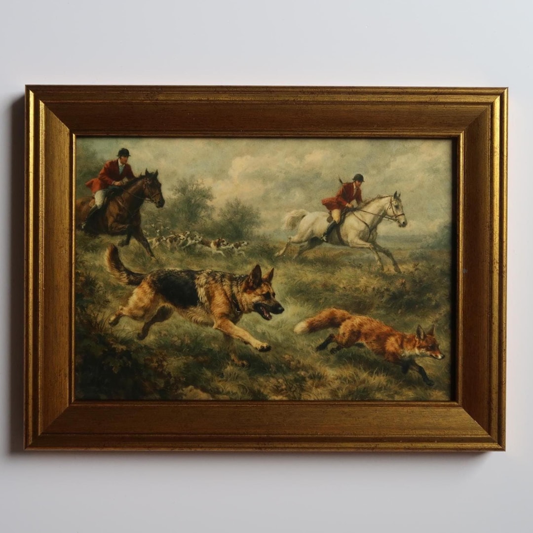Vintage Inspired Fox Hunting Art Print 5x7: Equestrian Horse & German ...