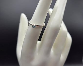 Raw Blue Diamond and sterling silver ring