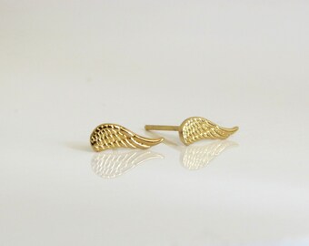 Gold Wing Earrings Gold Angel Wings Guardian Angel Jewelry Etsy