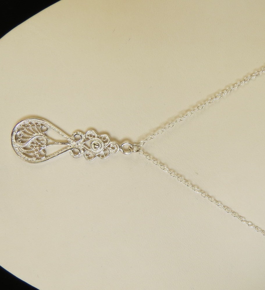 Silver Yemenite Filigree Necklace Filigree Pendantyemenite - Etsy