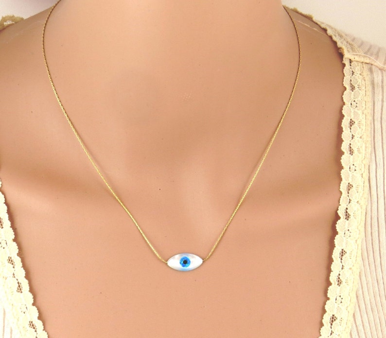 Evil Eye Necklace Gold Evil Eye Necklace Sea Shell Necklace Etsy