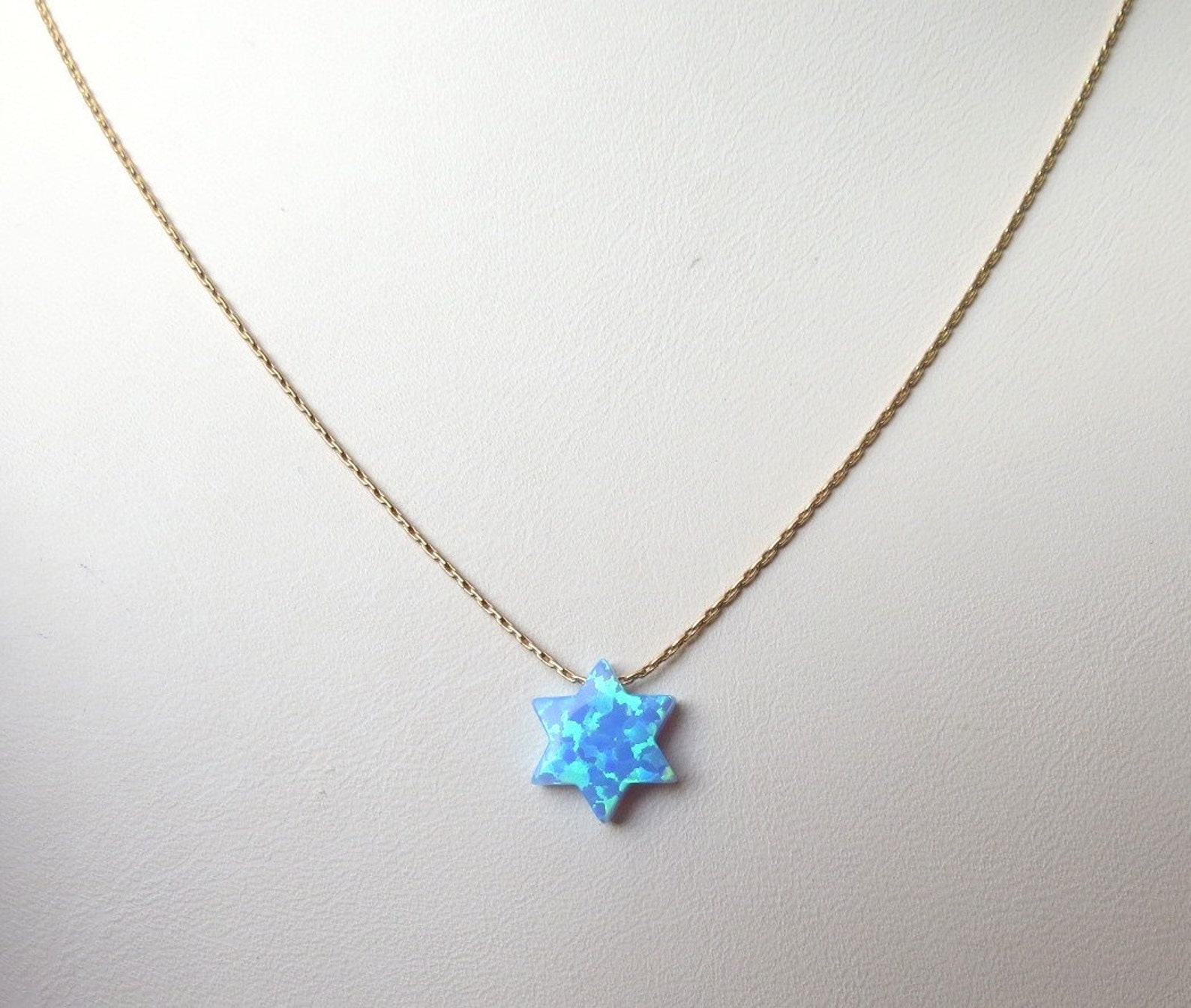 Opal Star of David Necklace Blue Opal Star Necklace Magen Etsy