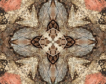 Kaleidoscopic Mandala "Grounded" nature mandala 8" print in wood frame