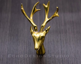 Deer Solid Brass Cabinet Knob: Modern Gold Dresser Pull (BS-C-231)