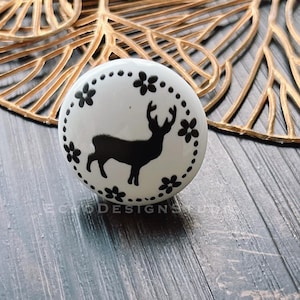 Pomo de cerámica con diseño de ciervo para armario: Tirador moderno para cajón de cómoda (BS-C-1236)