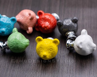 Bärenkopf Keramik Möbelknauf: Moderner Möbelknauf (BS-C-1055)